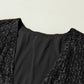 Black Sequin 3/4 Sleeve Open Front Duster Kimono