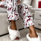 White Christmas Printed Shirt and Pants Pajama Set