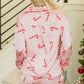 Pink Christmas Candy Cane Print Shirt and Shorts Pajama Set