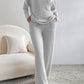 Light Grey Ribbed Knit V Neck Slouchy Two-piece Outfit