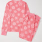 Pink Christmas Snowflake Print Two Piece Loungewear