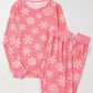 Pink Christmas Snowflake Print Two Piece Loungewear