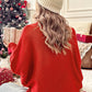 Fiery Red Christmas Holly Jolly Tinsel Graphic High Neck Sweater