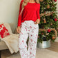 Red Solid Top and Christmas Pants Two Piece Lounge Set