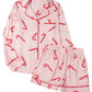 Pink Christmas Candy Cane Print Shirt and Shorts Pajama Set