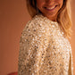 Golden Fleece Sequined Open Front Cropped Jacket