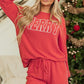 Racing Red Corded MERRY Graphic Long Sleeve Top and Shorts Set