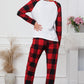 Fiery Red Plaid Merry Christmas Graphic Loungewear Set