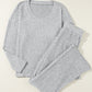 Light Grey Ribbed Knit V Neck Slouchy Two-piece Outfit