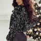 Black Sequined Open Front Cropped Jacket