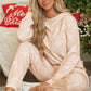 Apricot Christmas Tree Print Loose Fit Two Piece Pajama Set