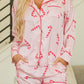 Pink Christmas Candy Cane Print Shirt and Shorts Pajama Set