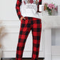 Fiery Red Plaid Merry Christmas Graphic Loungewear Set