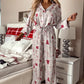 Light Grey Christmas Printed Shirt and Pants Pajama Set