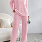 Light Pink Ribbed Knit V Neck Slouchy Two-piece Outfit