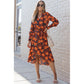 Orange Floral Print Faux Wrap Belted Dress - Sokayaa