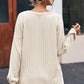 Beige Corded V Neck Slouchy Top Pocketed Shorts Set