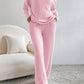 Light Pink Ribbed Knit V Neck Slouchy Two-piece Outfit