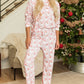 Pink Santa Claus Striped Print Loose Fit Two Piece Lounge Set