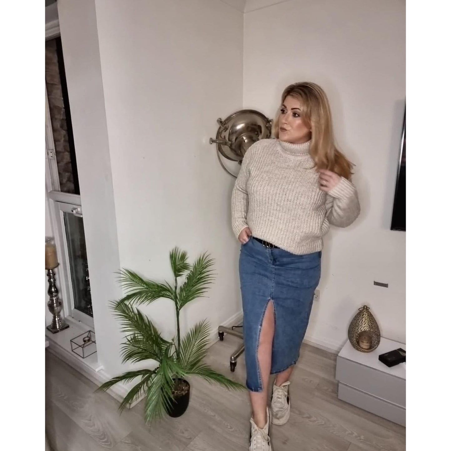 Beige Thick Knit Jumper - Sokayaa