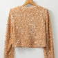 Golden Fleece Sequined Open Front Cropped Jacket