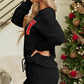 Black Corded MERRY Graphic Long Sleeve Top and Shorts Set