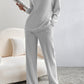 Light Grey Ribbed Knit V Neck Slouchy Two-piece Outfit