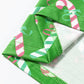 Green Christmas Candy Cane Print Pocketed Knotted Pajama Set