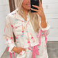 White Christmas Wine Glass Print Bow Knot Two Piece Pajama Set