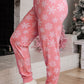 Pink Christmas Snowflake Print Two Piece Loungewear