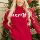 Racing Red Merry Graphic Sequin Sleeve Turtleneck Sweater