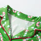 Green Christmas Candy Cane Print Pocketed Knotted Pajama Set