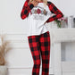 Fiery Red Plaid Merry Christmas Graphic Loungewear Set