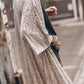 Apricot Sequin 3/4 Sleeve Open Front Duster Kimono