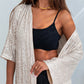 Apricot Sequin 3/4 Sleeve Open Front Duster Kimono