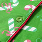 Green Christmas Candy Cane Print Pocketed Knotted Pajama Set