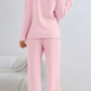 Light Pink Ribbed Knit V Neck Slouchy Two-piece Outfit