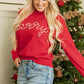 Fiery Red Pearl Beaded Merry Casual Sweater