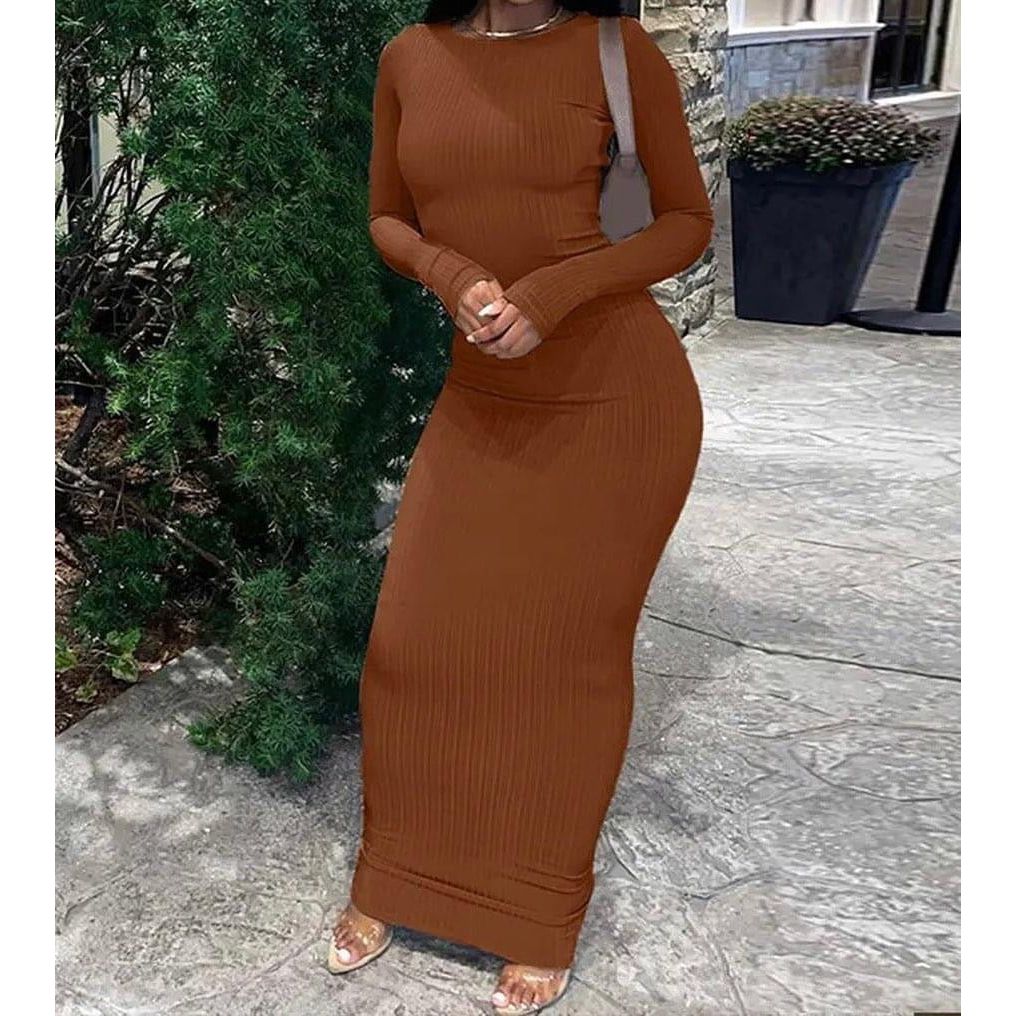 Bodycon Maxi Dress Copper - Sokayaa