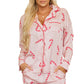 Pink Christmas Candy Cane Print Shirt and Shorts Pajama Set