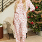 Pink Santa Claus Striped Print Loose Fit Two Piece Lounge Set