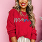 Fiery Red Tinsel Merry Letter Drop Shoulder Baggy Sweater