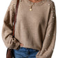 Smoke Gray Pearled Drop Shoulder Round Neck Sweater