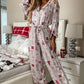 Light Grey Christmas Printed Shirt and Pants Pajama Set