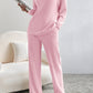 Light Pink Ribbed Knit V Neck Slouchy Two-piece Outfit