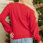 Fiery Red Pearl Beaded Merry Casual Sweater