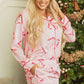 Pink Christmas Candy Cane Print Shirt and Shorts Pajama Set