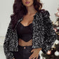 Black Sequined Open Front Cropped Jacket