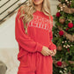 Racing Red Corded MERRY Graphic Long Sleeve Top and Shorts Set