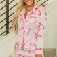 Pink Christmas Candy Cane Print Shirt and Shorts Pajama Set